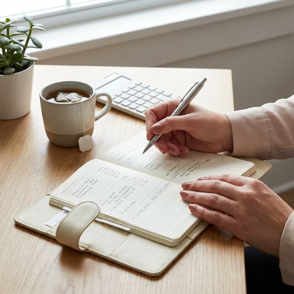 Mulher planejando finanças com calculadora